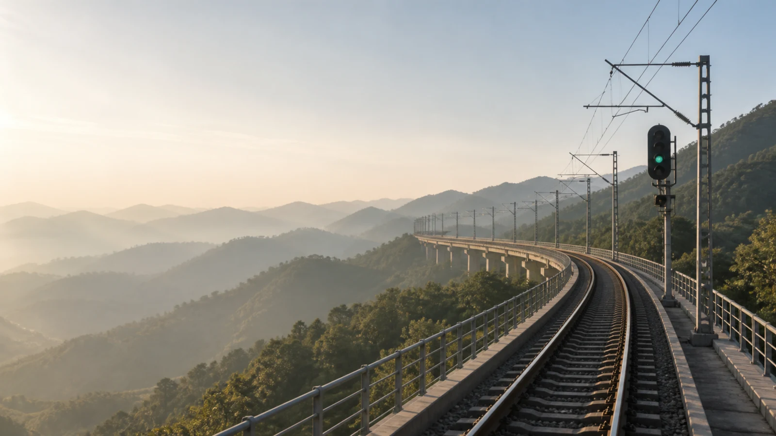 向远方延伸的山区铁路